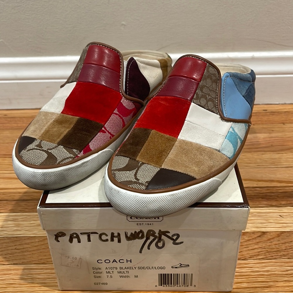 COACH Blakely Suede, Leather & Canvas Mules